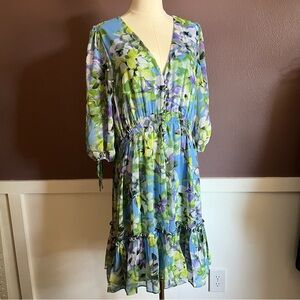 Floral Blue and Green Dress